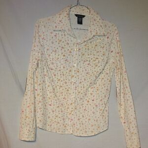 Moda International Cream Floral Button-Down Shirt